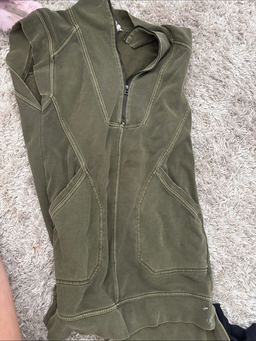 Anthropologie Olive Half-Zip Pullover Hoodie